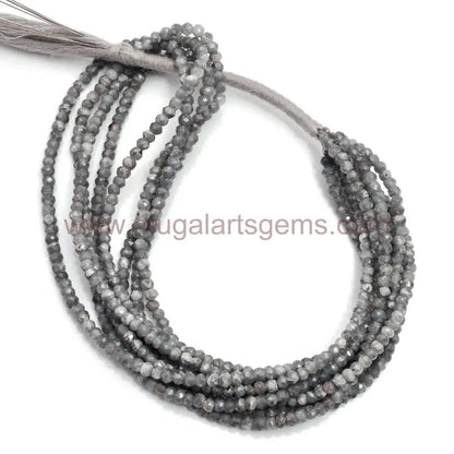 Natural Grey Silverite Beads – 38.5 Ct Approx. | 3x3.5 mm Approx.| 16 Inch Strand | Faceted Rondelle | Treated Grey Gemstone for Jewelry Making
