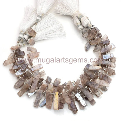 Copper Rutile Quartz Gemstone Beads Strand – 8” Natural Slice Shape (5.5x9–21mm) for Handmade Jewelry Making