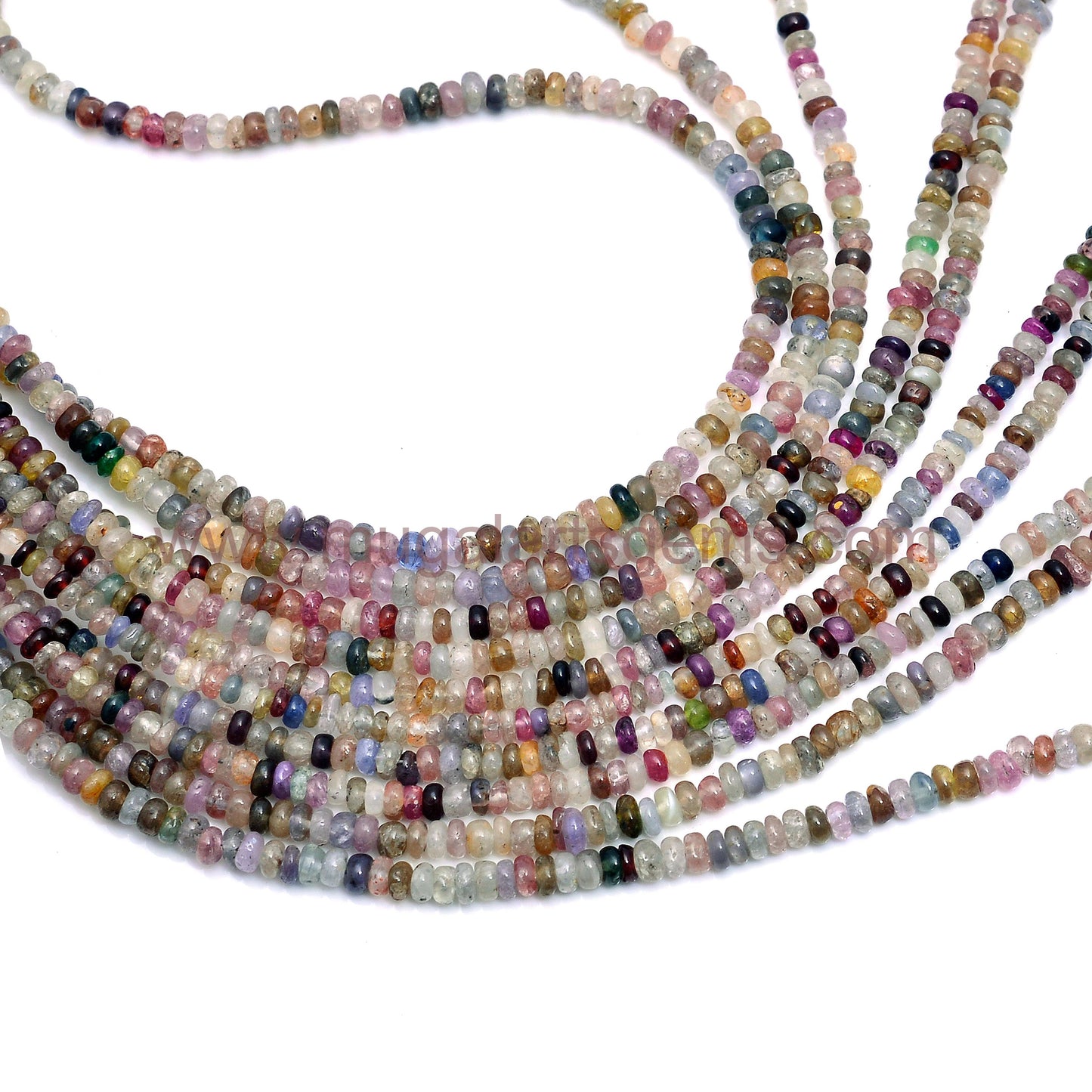 Natural Multi Sapphire Beads – 57 Ct Approx. | 3.5x5.5 mm Approx. | 16 Inch Strand | Smooth Rondelle | Multi-Color Gemstones for Jewelry Making