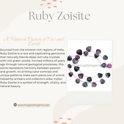 Natural Ruby Zoisite Beads – 96.8 Ct Approx. | 8.5X9 To 12X12.5 MM Approx. | 16 Inch Strand | Faceted Heart | Pink & Green Gemstones