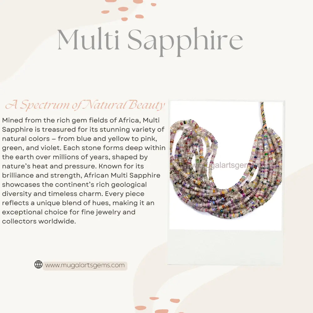 Natural Multi Sapphire Beads – 57 Carat Approx. | 3.5-5.5 MM Approx.| 16 Inch Strand | Smooth Rondelle | Multi-Color Gemstones for Jewelry Making