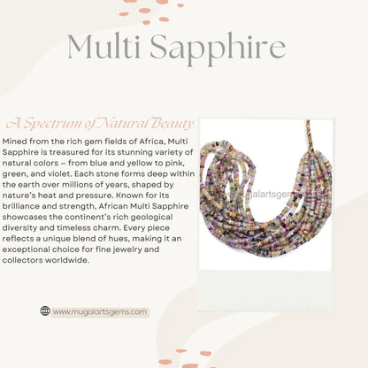 Natural Multi Sapphire Beads – 57 Carat Approx. | 3.5-5.5 MM Approx.| 16 Inch Strand | Smooth Rondelle | Multi-Color Gemstones for Jewelry Making