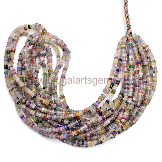 Natural Multi Sapphire Beads – 57 Ct Approx. | 3.5x5.5 mm Approx.| 16 Inch Strand | Smooth Rondelle | Multi-Color Gemstones for Jewelry Making