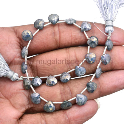 Natural Silverite Beads 69.63 CT Approx. 6x6 to 10x10 mm Approx. 8 inch Heart Shape Golden Color Faceted Beads