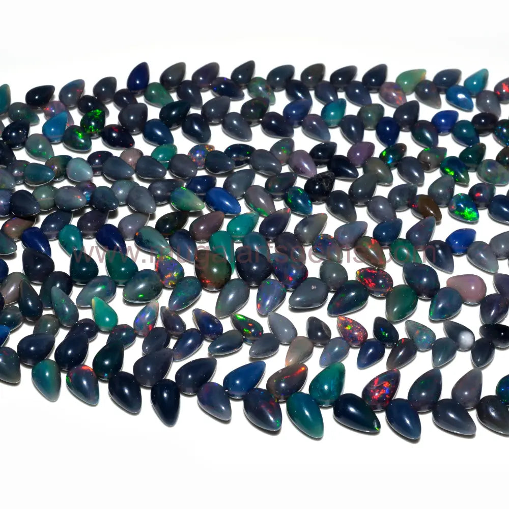 Rare Black Color Natural Ethiopian Opal Gemstone Beads Smooth Drops Shape Polished Beads Natural Healing Opal Gemstone Fully Flashy Stone Making For jewelry