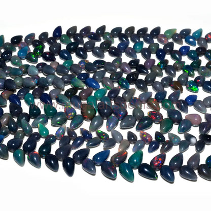 Rare Black Color Natural Ethiopian Opal Gemstone Beads Smooth Drops Shape Polished Beads Natural Healing Opal Gemstone Fully Flashy Stone Making For jewelry