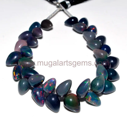 Rare Black Color Natural Ethiopian Opal Gemstone Beads Smooth Drops Shape Polished Beads Natural Healing Opal Gemstone Fully Flashy Stone Making For jewelry