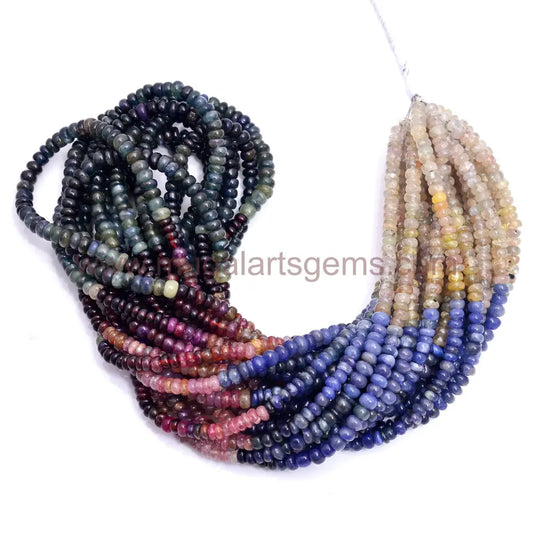 Natural Multi Sapphire Beads 74.46 Ct Approx. 3-5.5mm Approx. 16 inch Rondelle Shape Multi Color Smooth Beads