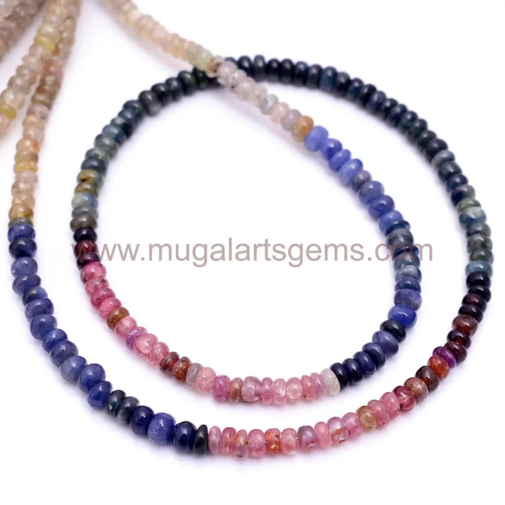 Natural Multi Sapphire Beads 74.46 Ct Approx. 3-5.5mm Approx. 16 inch Rondelle Shape Multi Color Smooth Beads