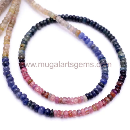 Natural Multi Sapphire Beads 74.46 Ct Approx. 3-5.5mm Approx. 16 inch Rondelle Shape Multi Color Smooth Beads
