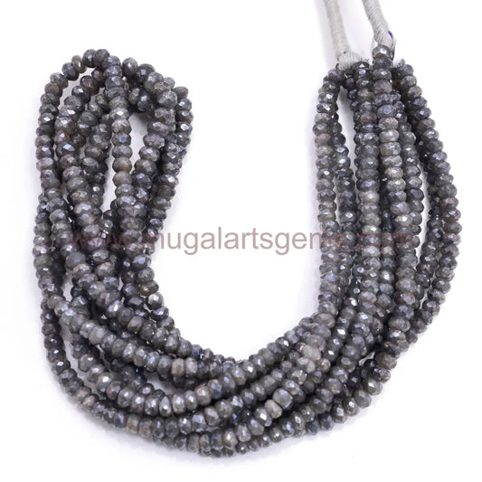 Natural Silverite Beads 69.54 Ct Approx.3-5.5 mm Approx. 16 inch Rondelle Shape Gray Color Faceted Beads.