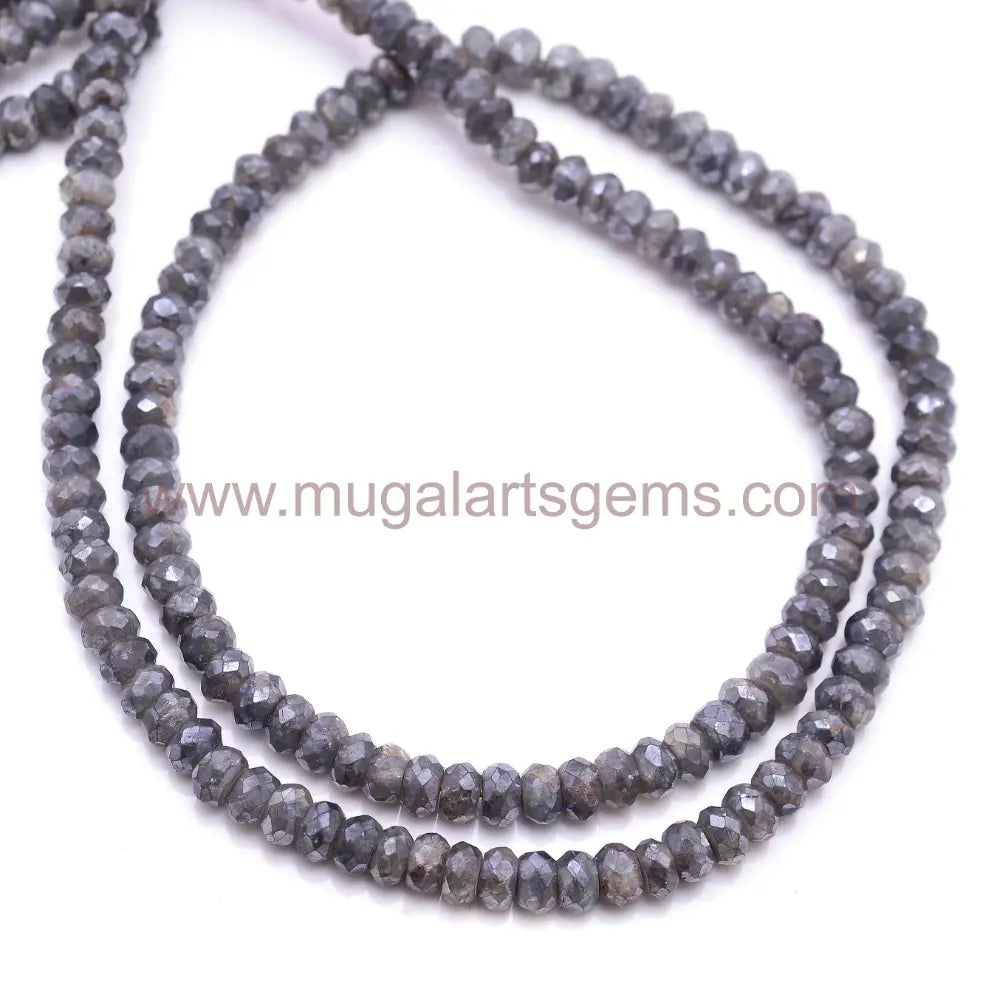Natural Silverite Beads 69.54 Ct Approx.3-5.5 mm Approx. 16 inch Rondelle Shape Gray Color Faceted Beads.