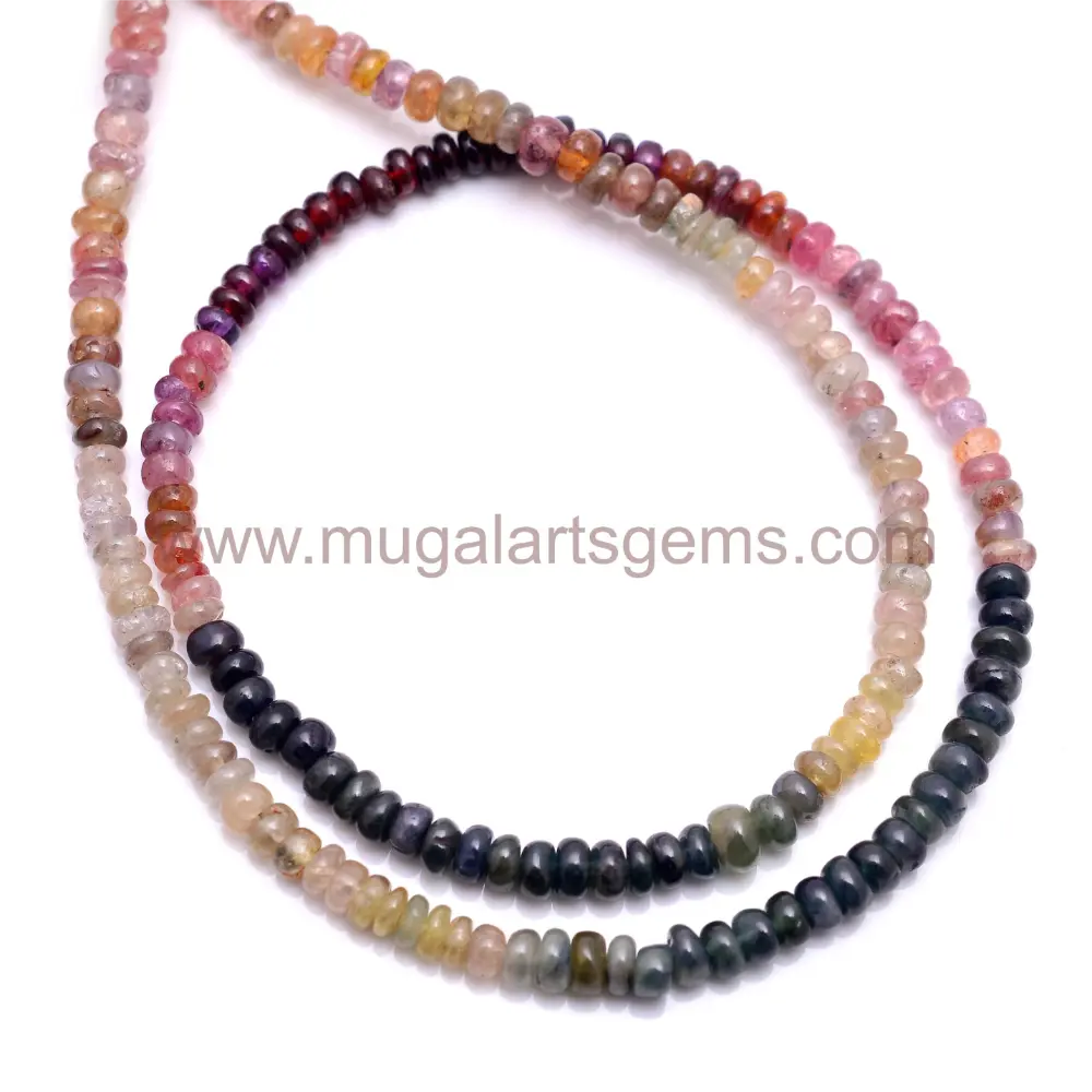 Natural Multi Sapphire Beads 66.41 Ct Approx. 3.5-4mm Approx. 16 inch Rondelle Shape Multi Color Smooth Beads