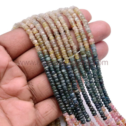 Natural Multi Sapphire Beads 66.41 Ct Approx. 3.5-4mm Approx. 16 inch Rondelle Shape Multi Color Smooth Beads