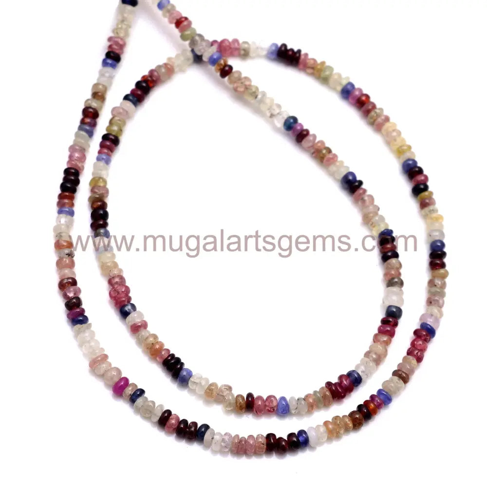 Natural Multi Sapphire Beads 53.21 Ct Approx. 3-4 mm Approx. 16 inch Rondelle Shape Multi Color Smooth Beads.