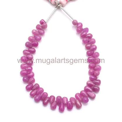 Natural Pink Sapphire Beads 49.75 to 85.2 Ct Approx. 3x4mm-6x9mm Approx. 8 inch Drops Shape Pink Color Smooth Beads.