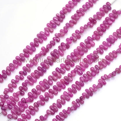 Natural Pink Sapphire Beads 49.75 to 85.2 Ct Approx. 3x4mm-6x9mm Approx. 8 inch Drops Shape Pink Color Smooth Beads.