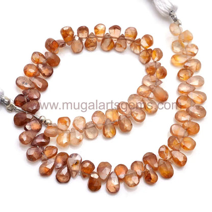 Natural Brown Zircon Beads 57 to 77.44 Ct Approx.4x7mm-6x8mm Approx. 8 inch Pear Shape Brown Color Faceted Beads.