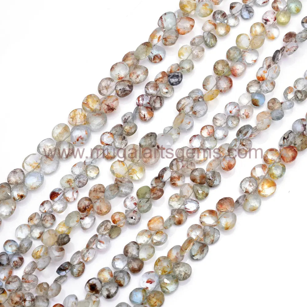 Natural Healer Aquamarine Beads 96.37 Ct Approx. 6x6 to 10x11 mm Approx. 8 inch Heart Shape Faceted Beads.