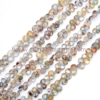 Natural Healer Aquamarine Beads 96.37 Ct Approx. 6x6 to 10x11 mm Approx. 8 inch Heart Shape Faceted Beads.