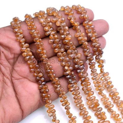 Natural Brown Zircon Beads 102 TO 104.5 Ct Approx. 3.5x5.5mm-4.5x7mm Approx. 8 inch Drops Shape Faceted Beads.