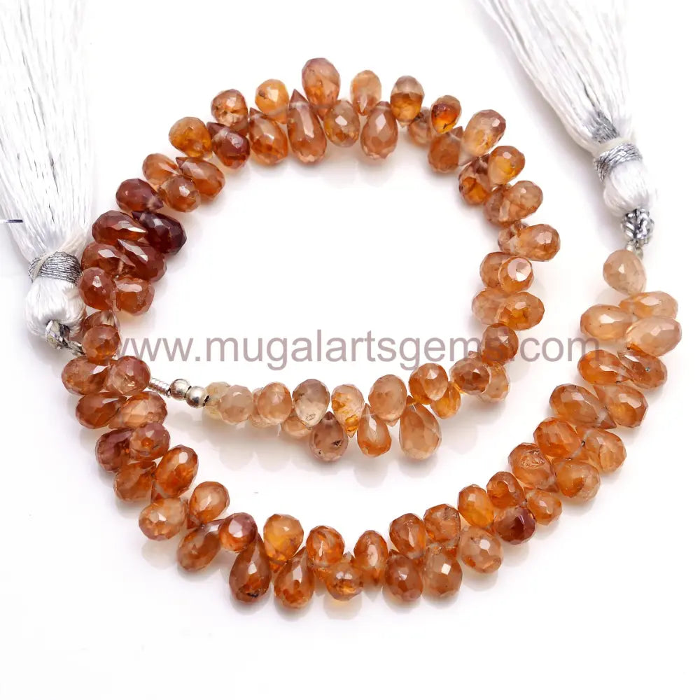 Natural Brown Zircon Beads 102 TO 104.5 Ct Approx. 3.5x5.5mm-4.5x7mm Approx. 8 inch Drops Shape Faceted Beads.