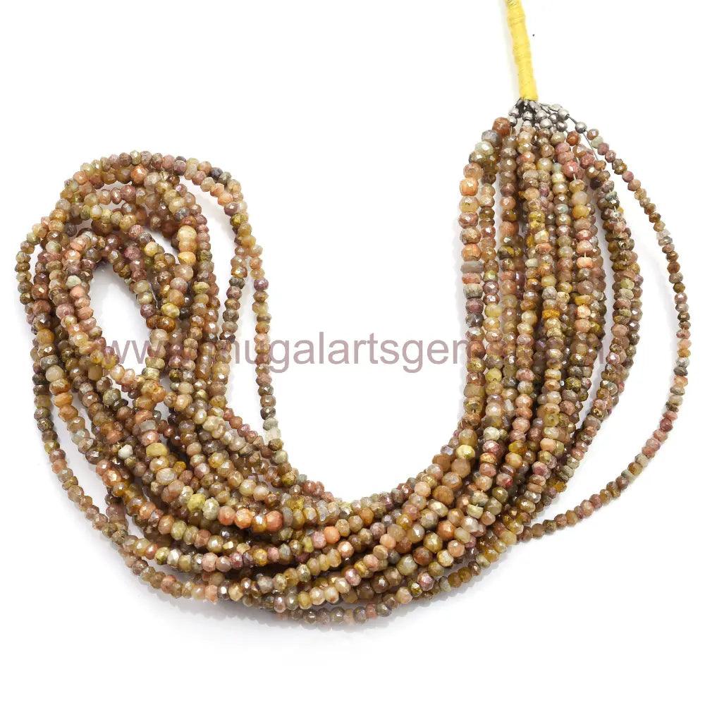 Natural Yellow Silverite Beads 33.4 Ct Approx. 3x4.5 mm Approx. 16 inch Roundel Shape Yellow Color Faceted Beads.
