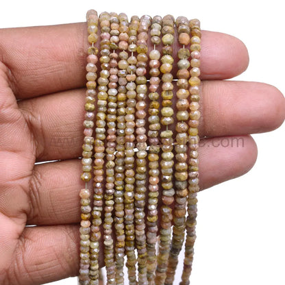 Natural Yellow Silverite Beads 33.4 Ct Approx. 3x4.5 mm Approx. 16 inch Roundel Shape Yellow Color Faceted Beads.