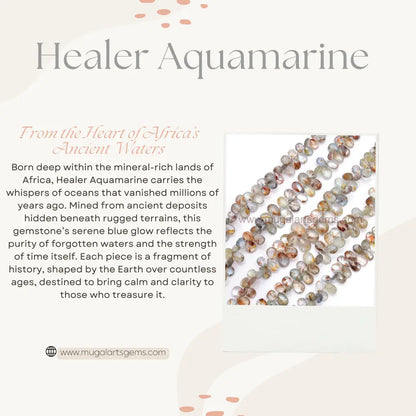 Natural Healer Aquamarine Beads 80.87 Ct Approx. 4.5X7.5 To 13X8 MM Approx. 8 inch Pear Shape Faceted Beads.