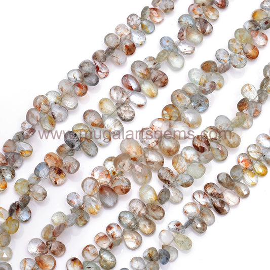 Natural Healer Aquamarine Beads 80.87 Ct Approx. 4.5x7.5 to 13x8 mm Approx. 8 inch Pear Shape  Faceted Beads.