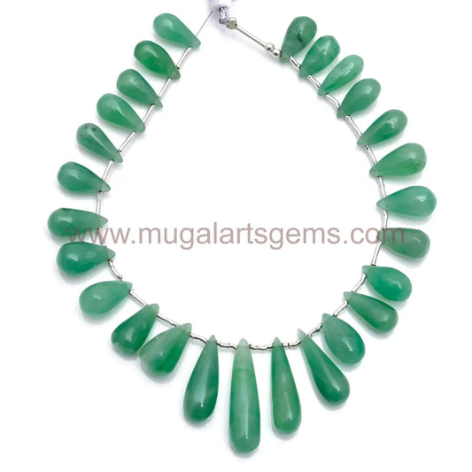 Natural Green Quartz Beads 77.91 to 159.5 CT Approx. 6x9mm-8x30mm Approx. 8 inch Drops Shape Green Color Smooth Beads.