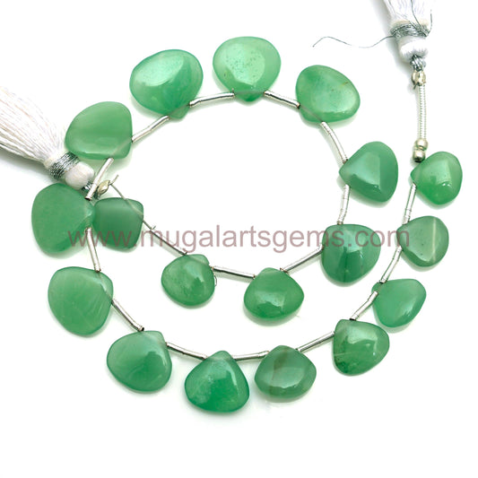 Natural Green Quartz Beads 40 CT Approx. 6.5x7 to 10.5x13 mm Approx. 8 inch Heart Shape Green Color Smooth Beads.