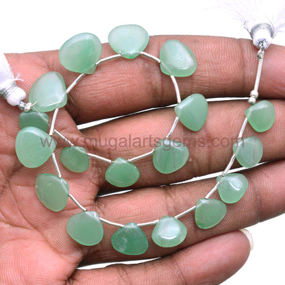Natural Green Quartz Beads 40 CT Approx. 6.5x7 to 10.5x13 mm Approx. 8 inch Heart Shape Green Color Smooth Beads.