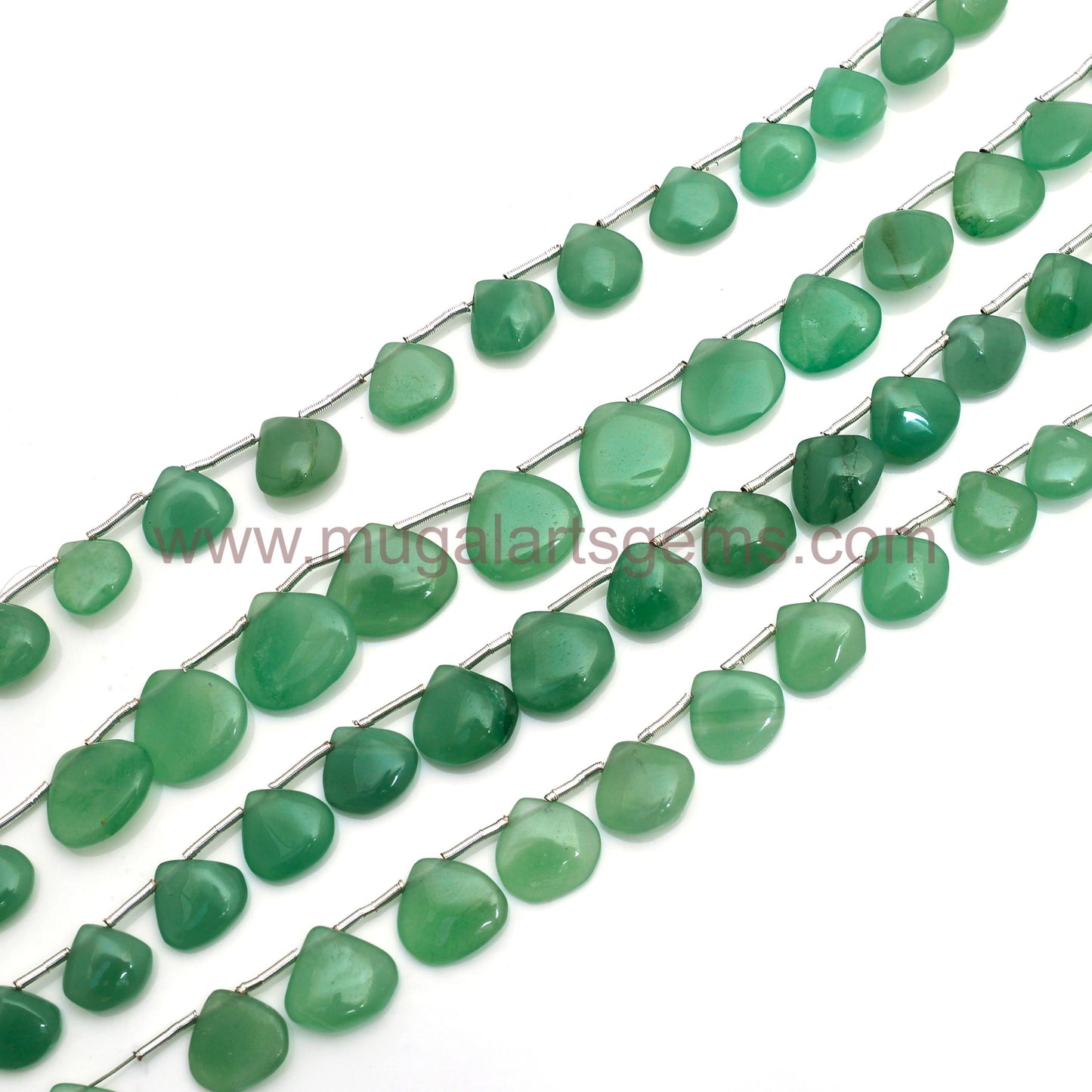 Natural Green Quartz Beads 40 CT Approx. 6.5x7 to 10.5x13 mm Approx. 8 inch Heart Shape Green Color Smooth Beads.