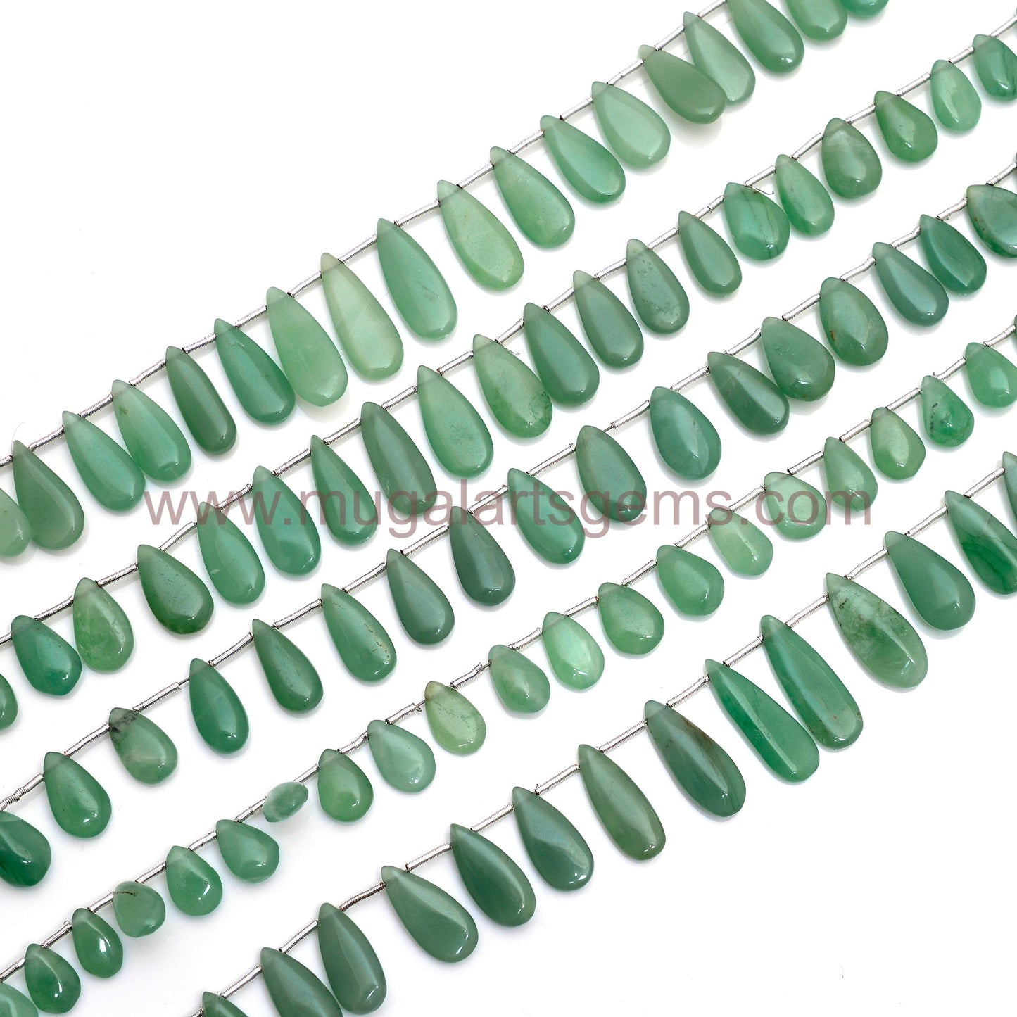 Natural Green Quartz Beads 57.4 to 176 Ct Approx. 5.5x9mm-12x38mm Approx. 8 inch Pear Shape Green Color Smooth Beads.