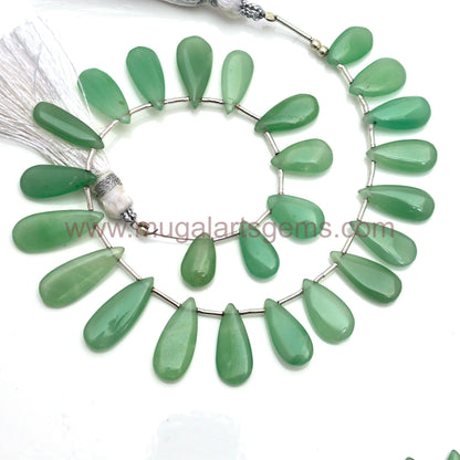 Natural Green Quartz Beads 57.4 to 176 Ct Approx. 5.5x9mm-12x38mm Approx. 8 inch Pear Shape Green Color Smooth Beads.