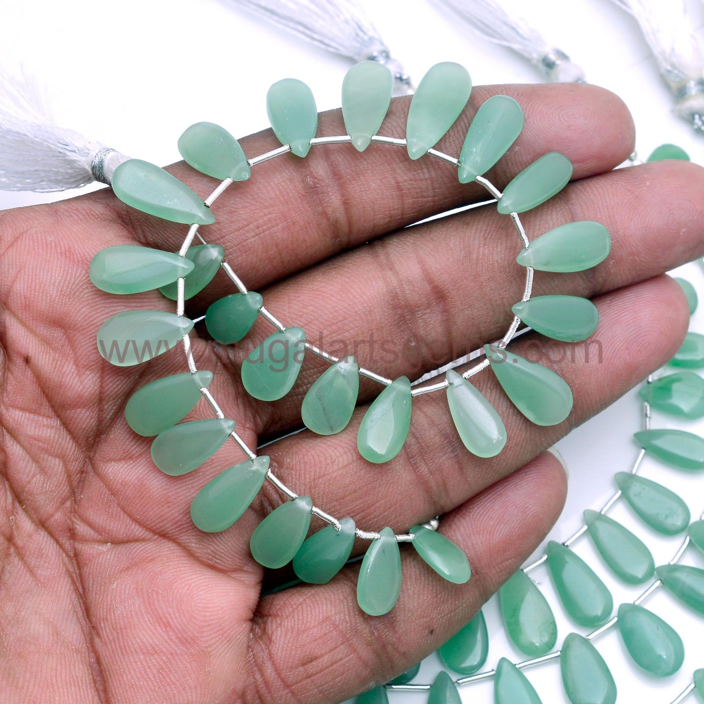 Natural Green Quartz Beads 57.4 to 176 Ct Approx. 5.5x9mm-12x38mm Approx. 8 inch Pear Shape Green Color Smooth Beads.