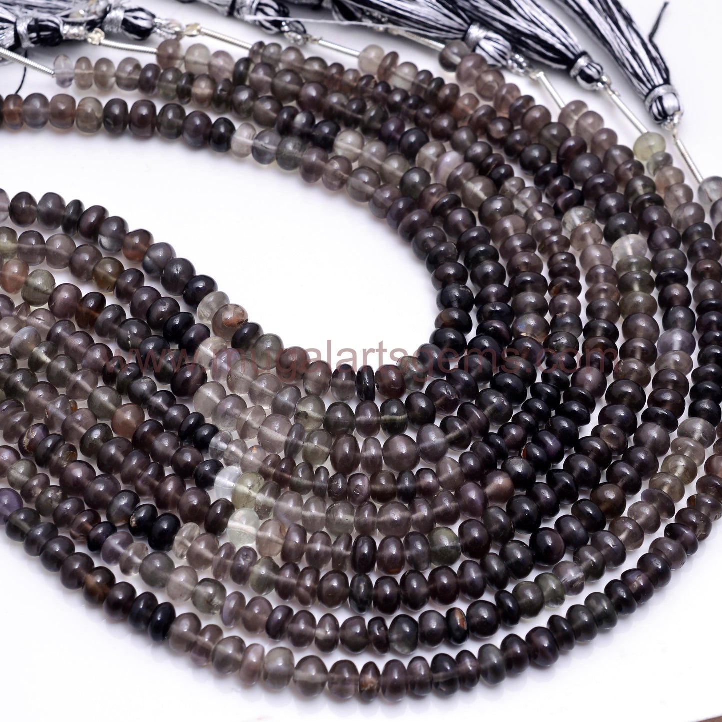 Natural Black Sillimanite Cats Eye Beads 67.44 to 88.88 CT Approx. 5x6 mm-6x8 mm Approx. 8 inch Roundel Shape Black Color Smooth Beads.