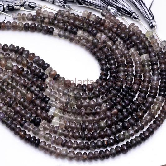 Natural Black Sillimanite Cats Eye Beads 67.44 to 88.88 CT Approx. 5x6 mm-6x8 mm Approx. 8 inch Roundel Shape Black Color Smooth Beads.