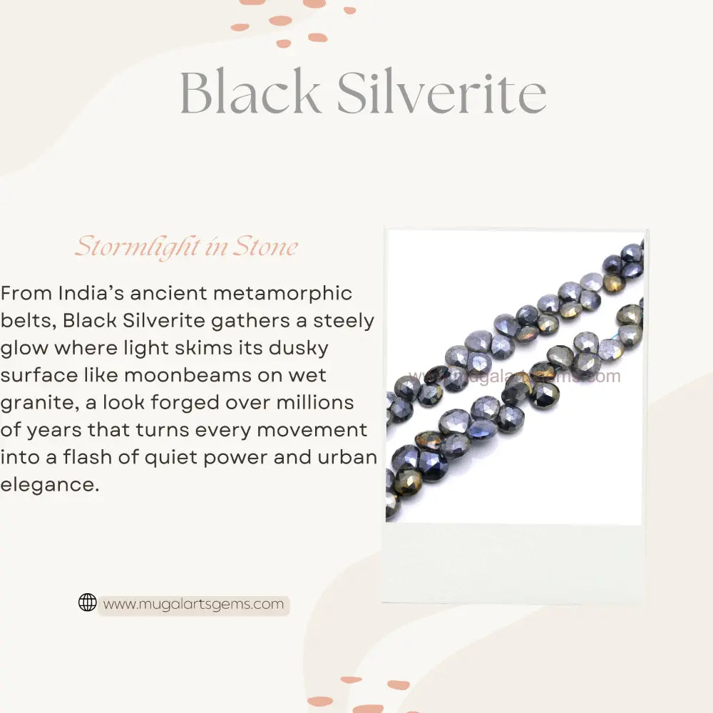 Natural Black Silverite Beads 85 Carat Approx. 6X6.5 To 10X10 MM Approx. 8 inch Heart Shape Black Color faceted Beads.