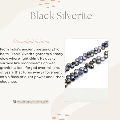 Natural Black Silverite Beads 85 Carat Approx. 6X6.5 To 10X10 MM Approx. 8 inch Heart Shape Black Color faceted Beads.