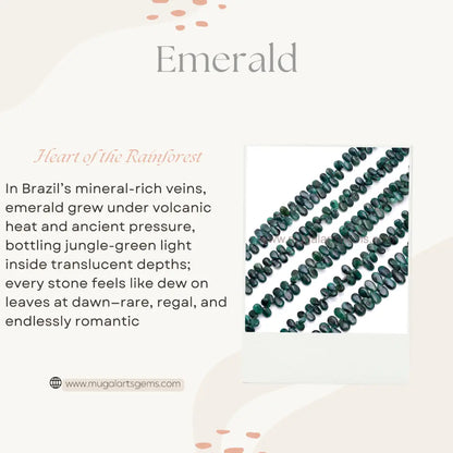 Natural Emerald Beads 6x8 To 8x14 MM Approx. 109.8 Ct Approx. 8 inch Pear Shape Green Color Smooth Beads.