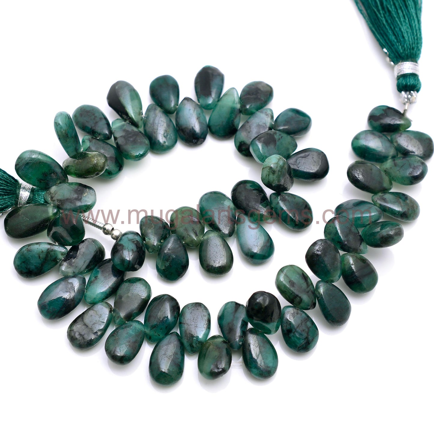 Natural Emerald Beads 6x8 To 8x14mm Approx. 109.8 Ct Approx. 8 inch Pear Shape Green Color Smooth Beads.