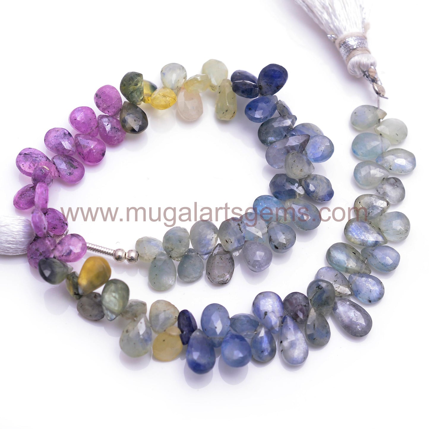 Natural Multi Sapphire Beads 4x5.5 to 5x9mm Approx. 80.81 Ct Approx. 8 inch Pear Shape Multi Color Faceted Beads.