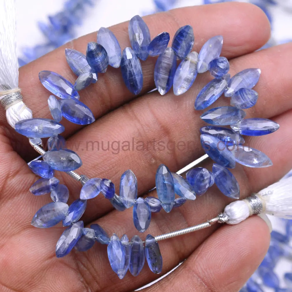 Natural Blue Kyanite Beads From Nepal 3.5x6.5mm-5x12mm Approx. 33.28 to 45.22 Ct Approx. 8 inch Marquise Shape Blue Color Faceted Beads.