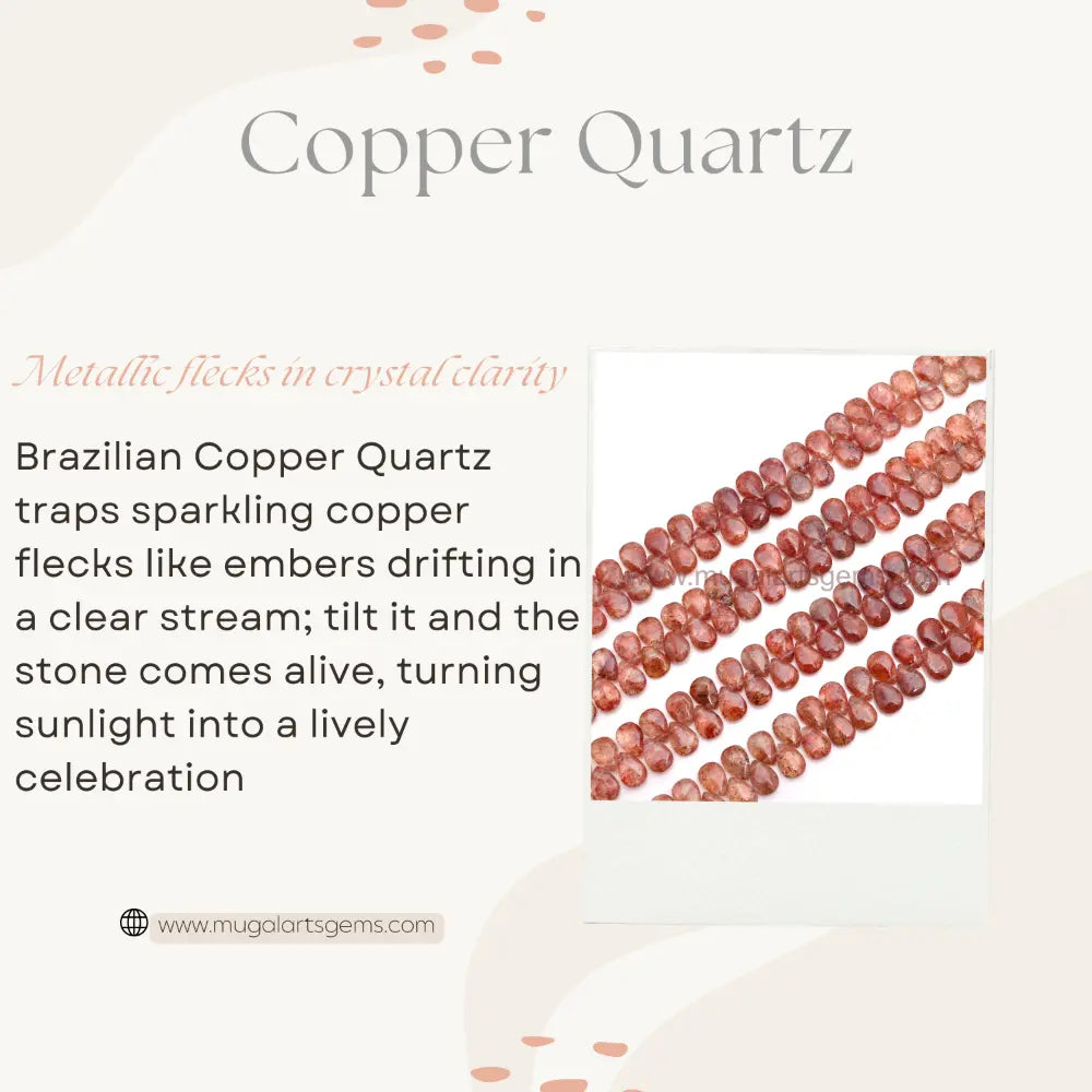 Natural Copper Quartz Beads From Brazil 7X10 mm Approx. 108 Ct Approx. 8 inch Pear Shape Copper Color Smooth Beads