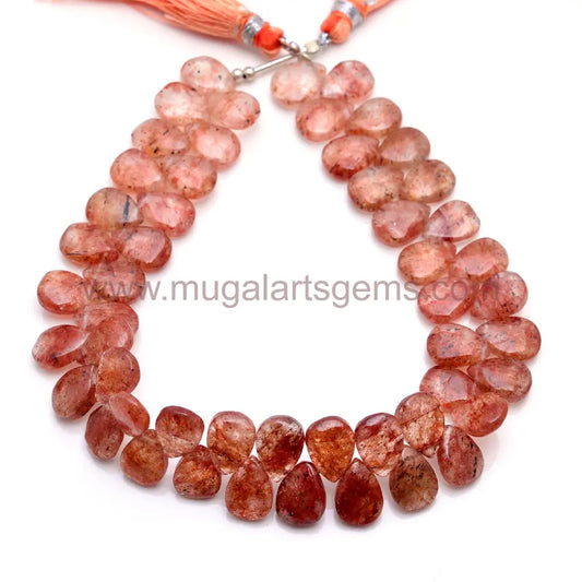 Natural Copper Quartz Beads From Brazil 7x10 mm Approx. 108 Ct Approx. 8 inch Pear Shape Copper Color Smooth Beads.