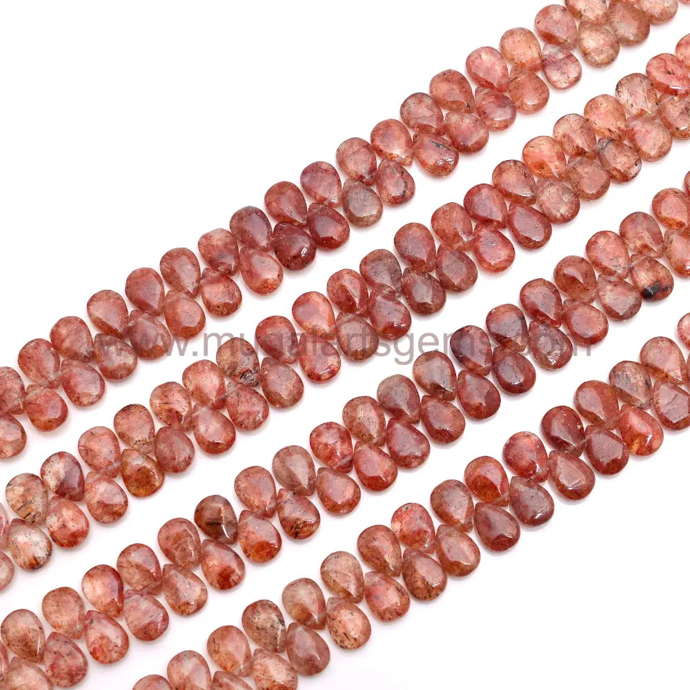Natural Copper Quartz Beads From Brazil 7x10 mm Approx. 108 Ct Approx. 8 inch Pear Shape Copper Color Smooth Beads.