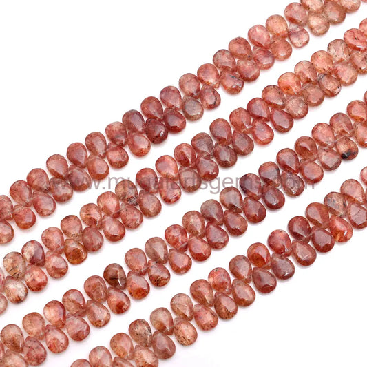Natural Copper Quartz Beads From Brazil 7X10 mm Approx. 108 Ct Approx. 8 inch Pear Shape Copper Color Smooth Beads