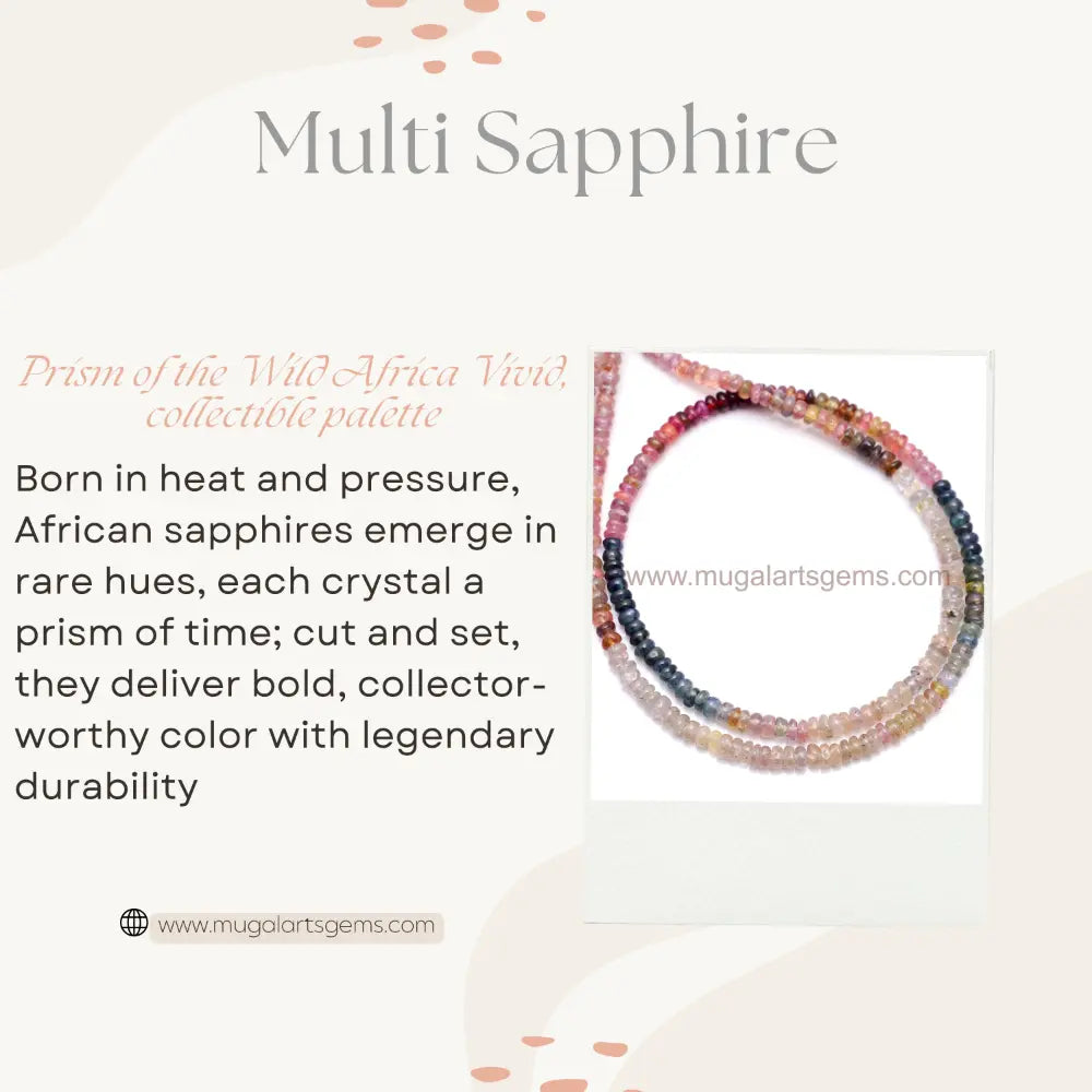 Natural Multi Sapphire Beads From Africa 3.5-4mm Approx. 66.41 Carat Approx. 16 inch Rondelle Shape Multi Color Smooth Beads.